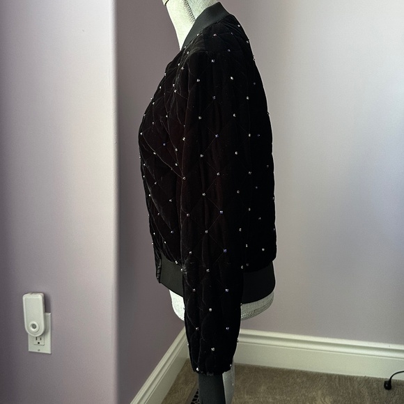 Parker Meredith Velvet Bomber Jacket With Rhinestones - Picture 3 of 11
